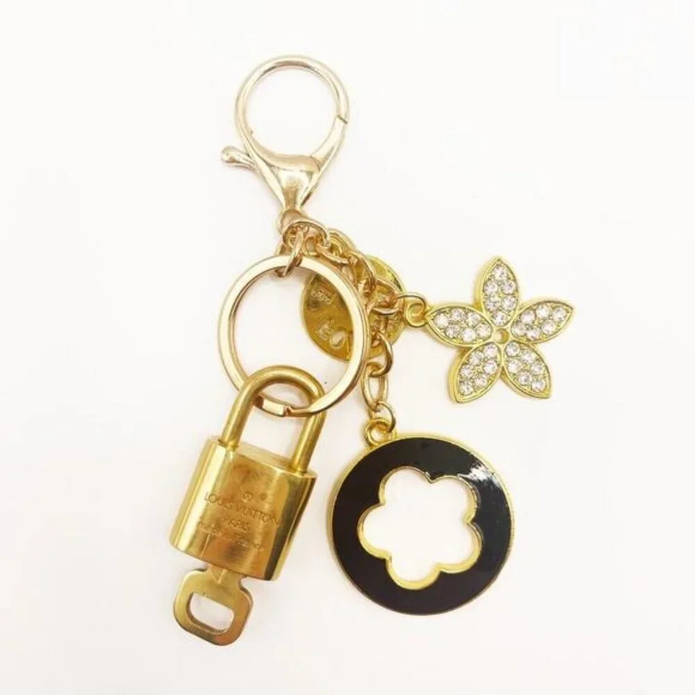 Authentic Louis Vuitton Lock & Key with Bag Charm Keychain Key Charm Chain_4